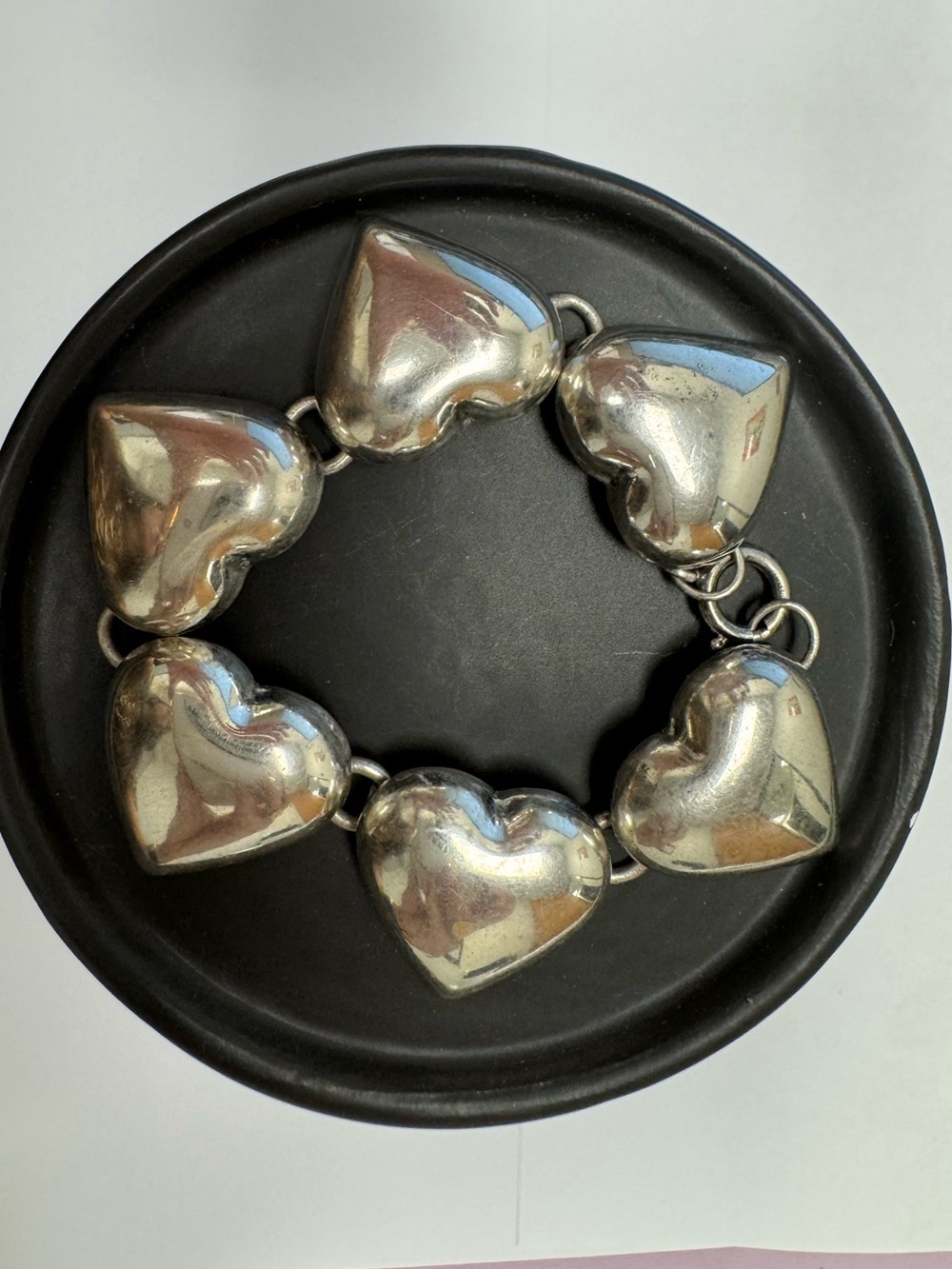 Sterling Silver Heart Link Bracelet - 6”
